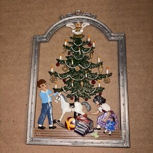 Wilhelm Schweizer pewter wall hanging Dec. Christmas tidings Design
